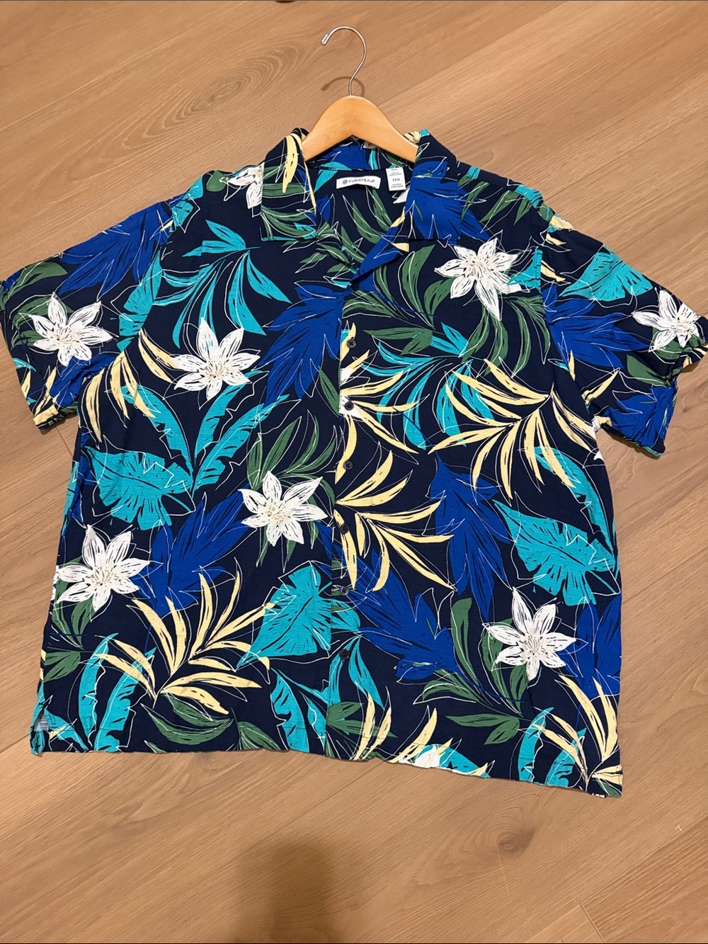 Cubavera Navy Tropical Floral Camp Shirt